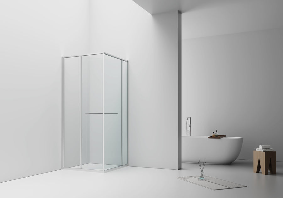 Inslide Douchecabine - naar Binnen Openende Schuifdeur en Zijwand - Ruimtebesparend - Omkeerbaar - 6MM Veiligheidsglas - 90X90X200 Cm - Chroom - helder glas