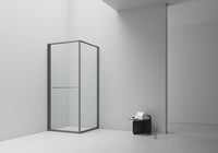 INSLIDE DOUCHECABINE - NAAR BINNEN OPENENDE SCHUIFDEUR EN ZIJWAND - RUIMTEBESPAREND - OMKEERBAAR - 6MM VEILIGHEIDSGLAS - 90X90X200 CM - GUNMETAL - HELDER GLAS