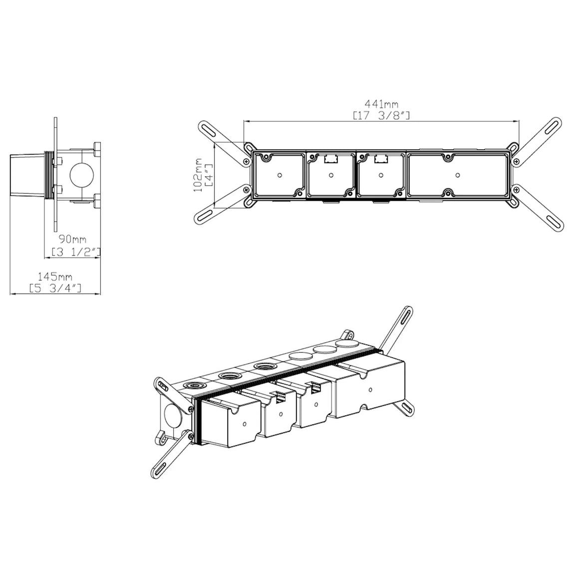 DutchLine Inbouw Thermostatische Douchekraan - 3-Weg