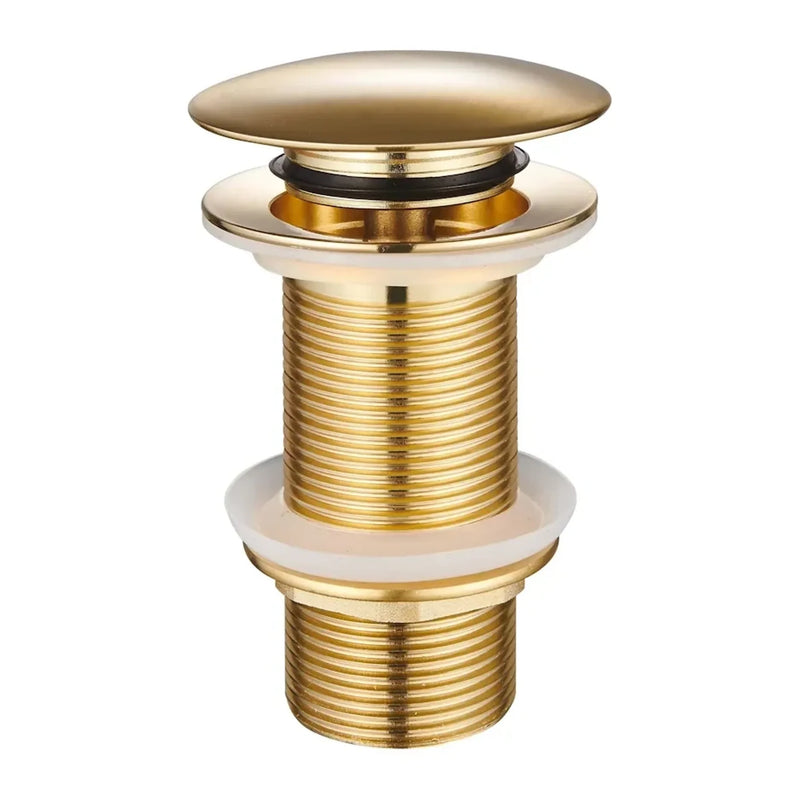 DutchLine Afvoerplug - Extra Lange Clickwaste 10cm – Geborsteld Messing Goud