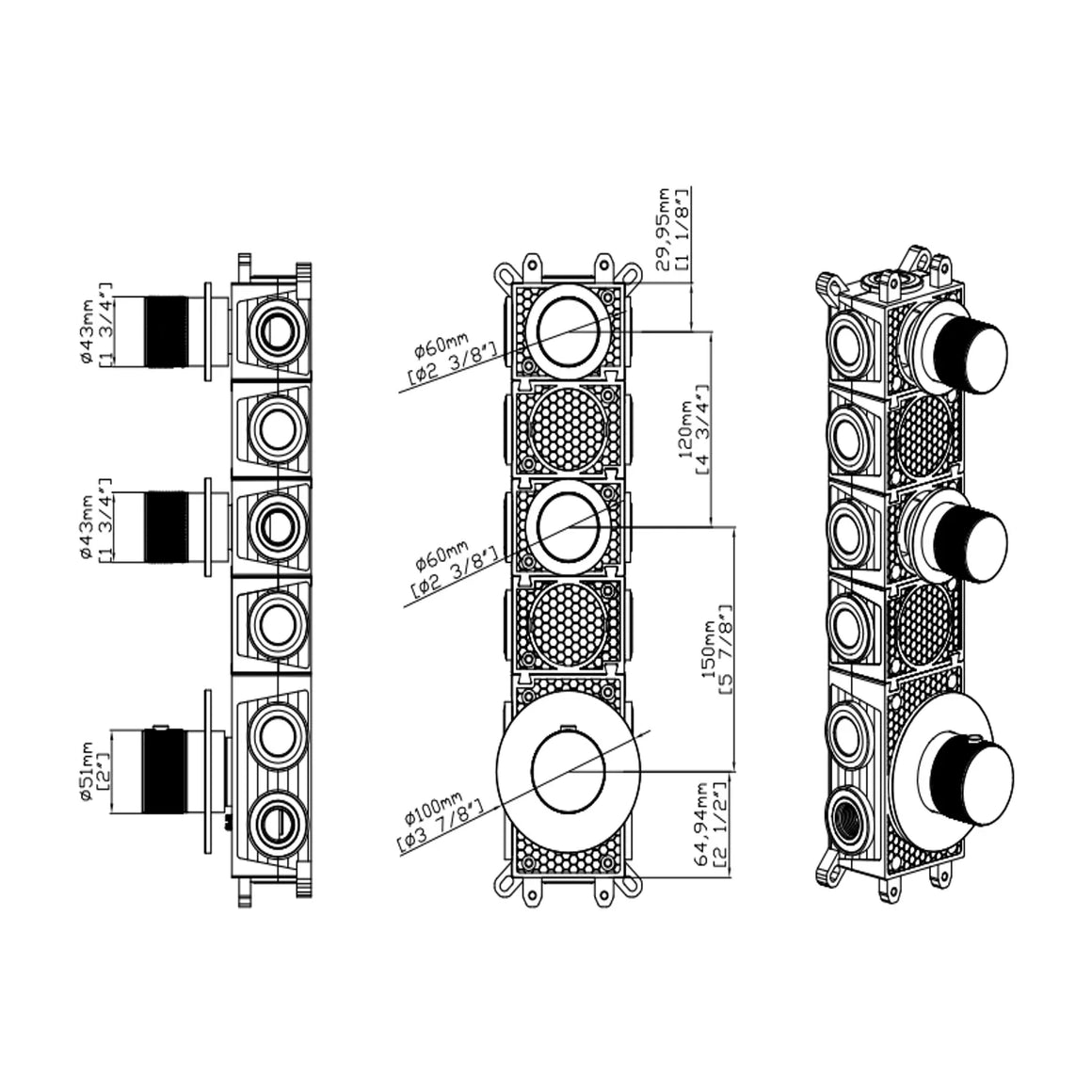 DutchLine Grip 3-Weg Thermostische Douchekraan – Chroom
