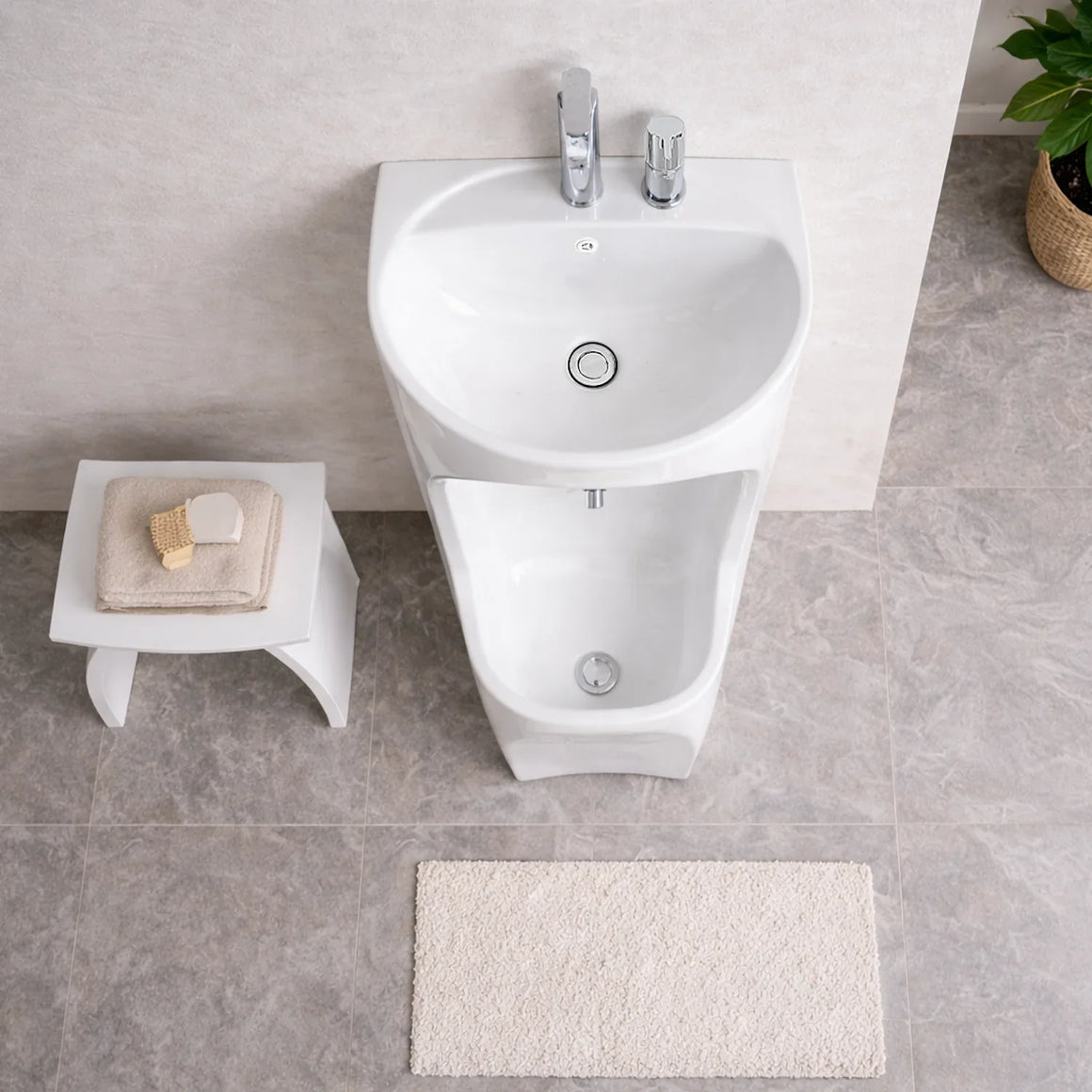 DutchLine - Keramische Wastafel DUO WUDU - Glans Wit