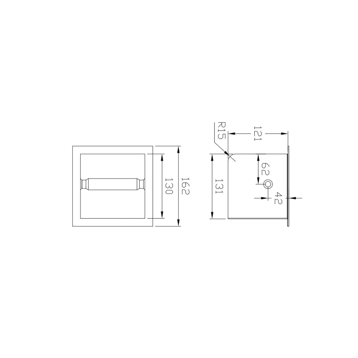 DutchLine Losse Inbouw Toiletrolhouder - 160*160*122 - Geborsteld messing Goud