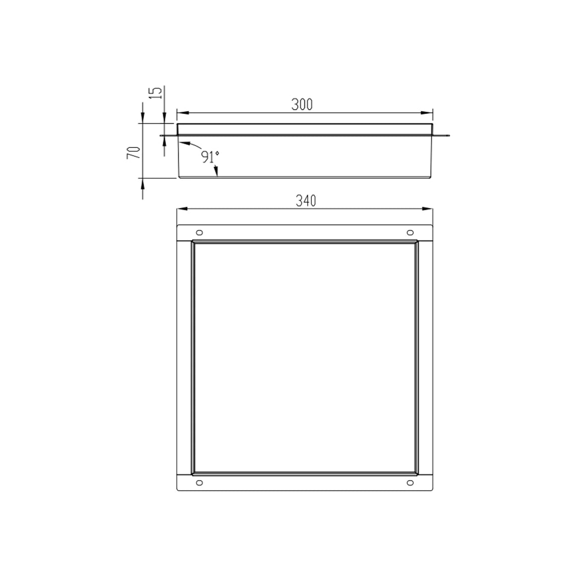 DutchLine Inbouw Nis - Betegelbaar - 300x300x70 – Geborsteld koper