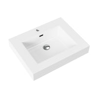 ALONI WASTAFEL - 1 WASBAK - MET OVERLOOP - 1 KRAANGAT - KUNSTMARMER - 60X10X46 CM - MAT WIT