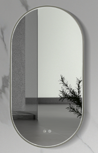 ALONI AVALO SPIEGEL - MET LED VERLICHTING - OVAAL - MET LIJST - MET VERWARMING - KLEURTEMPERATUUR LED 3500-6500K - 50X100CM - GUNMETAL