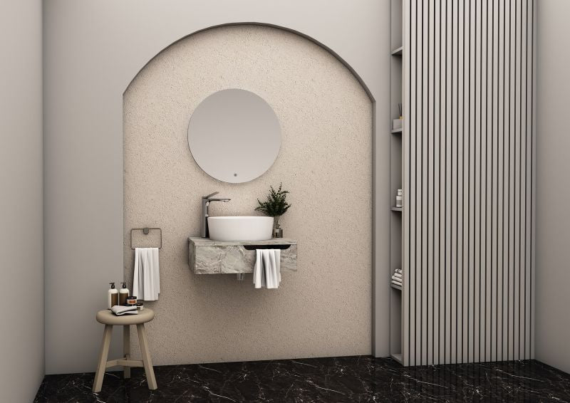 FELIX ONDERKAST MET HANDDOEKUITSPARING (60CM) - GRIJS MARMER - detailafbeelding