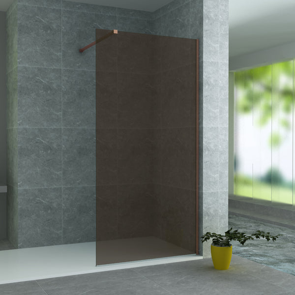 Aloni Glaswand voor Inloopdouche - 1400 × 2000 mm - Champagne GLAS