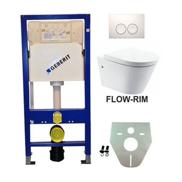 Geberit UP 100 Flow WC à bride + abattant + Delta 25 blanc