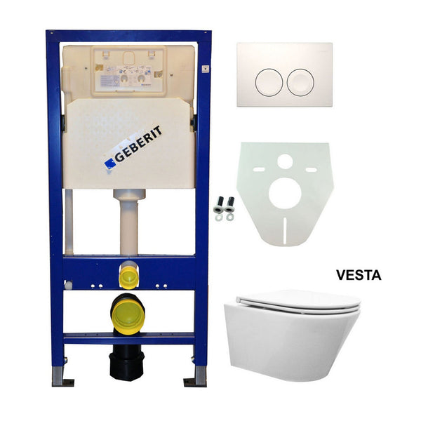 Geberit UP 100 Vesta WC+ Flatline siège+ Delta 25 blanc