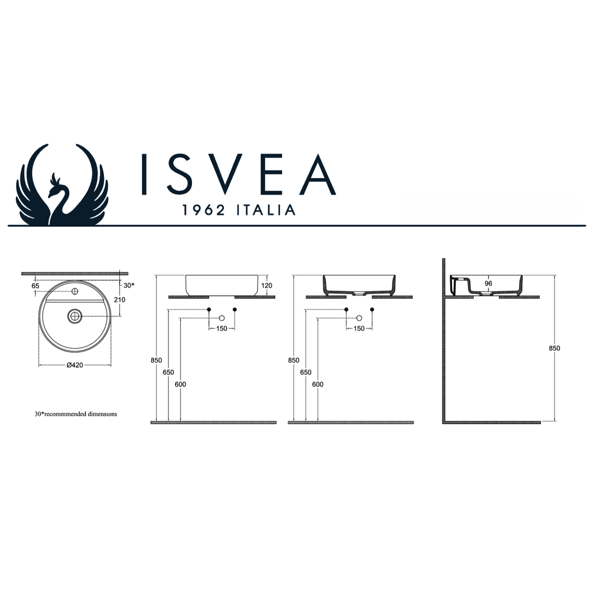 Isvea Infinity Wastafel Rond - Mintgroen