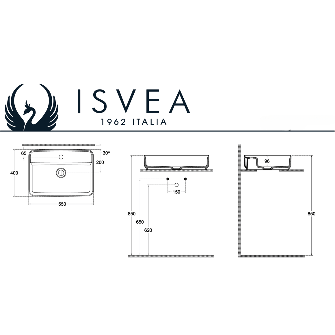 Isvea Infinity Wastafel Rechthoekig - Wit