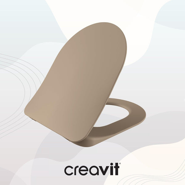 CREAVIT Duck Wc - zitting - D - model - Slim Design - Soft Close - quick release - Duroplast - RVS scharnieren - Mat Cappuccino