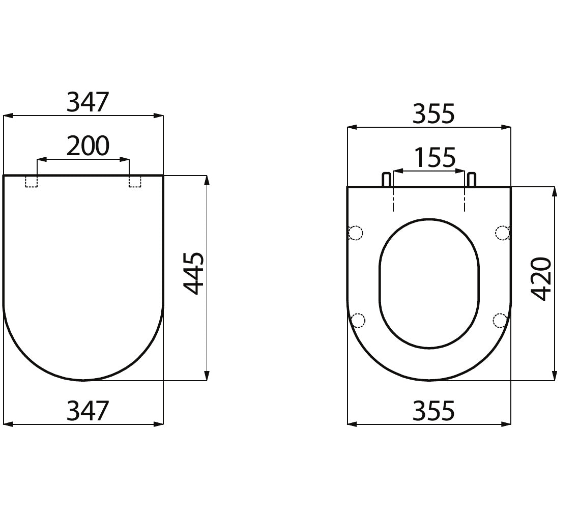 Creavit Loop KC1603.01.0000E glanzend wit - technische tekening