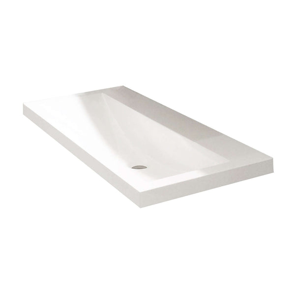 Lavabo en marbre artificiel Wiesbaden 100x36x11,5 cm Blanc (Sans trou pour robinet)
