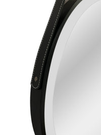 ALONI BELTIA SPIEGEL - MET LED VERLICHTING - ROND - MET LIJST - MET IMITATIE LEDEREN BAND EN HAAK - KLEURTEMPERATUUR LED 3500-6500K - 60CM - MAT ZWART