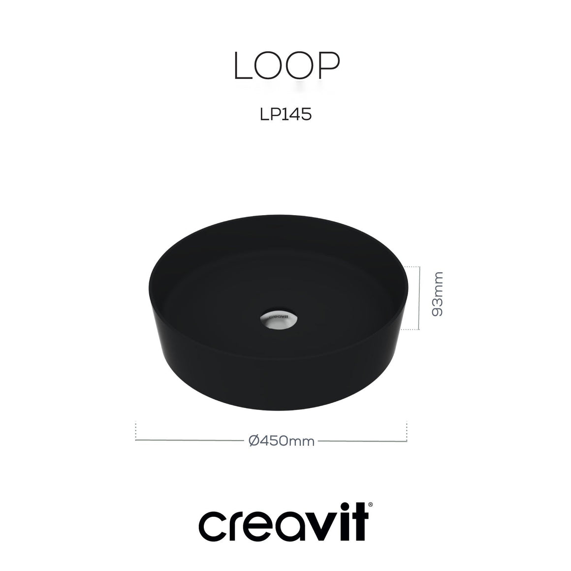 Creavit Loop LP145-00SM00E-0000 mat zwart - productfoto