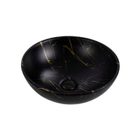 ALONI TIVRA WASKOM  - OPBOUW - ZONDER OVERLOOP - ZONDER KRAANGAT - MET CLICK WASTE - KERAMIEK - 38X13X38 CM - ZWART/GOUD MARMER