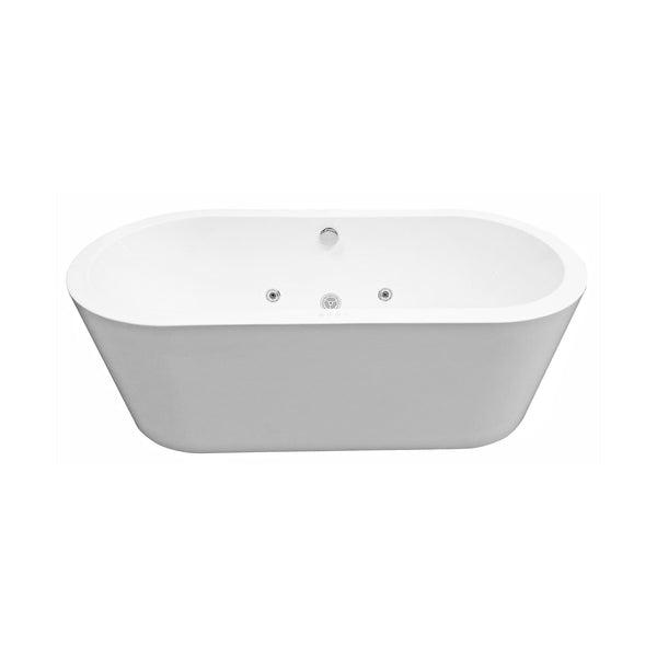 Libero baignoire îlot whirlpool 170x80 cm acrylique brillant blanc avec vidage chrome
