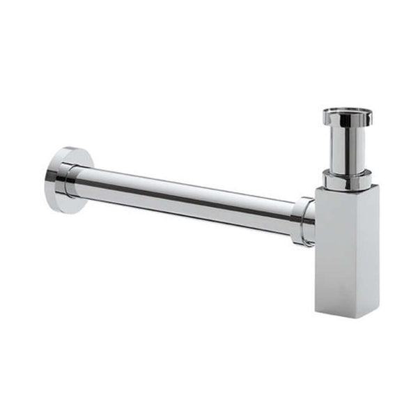 Luxe bec siphon carré avec tuyau mural et rosace chrome Wiesbaden