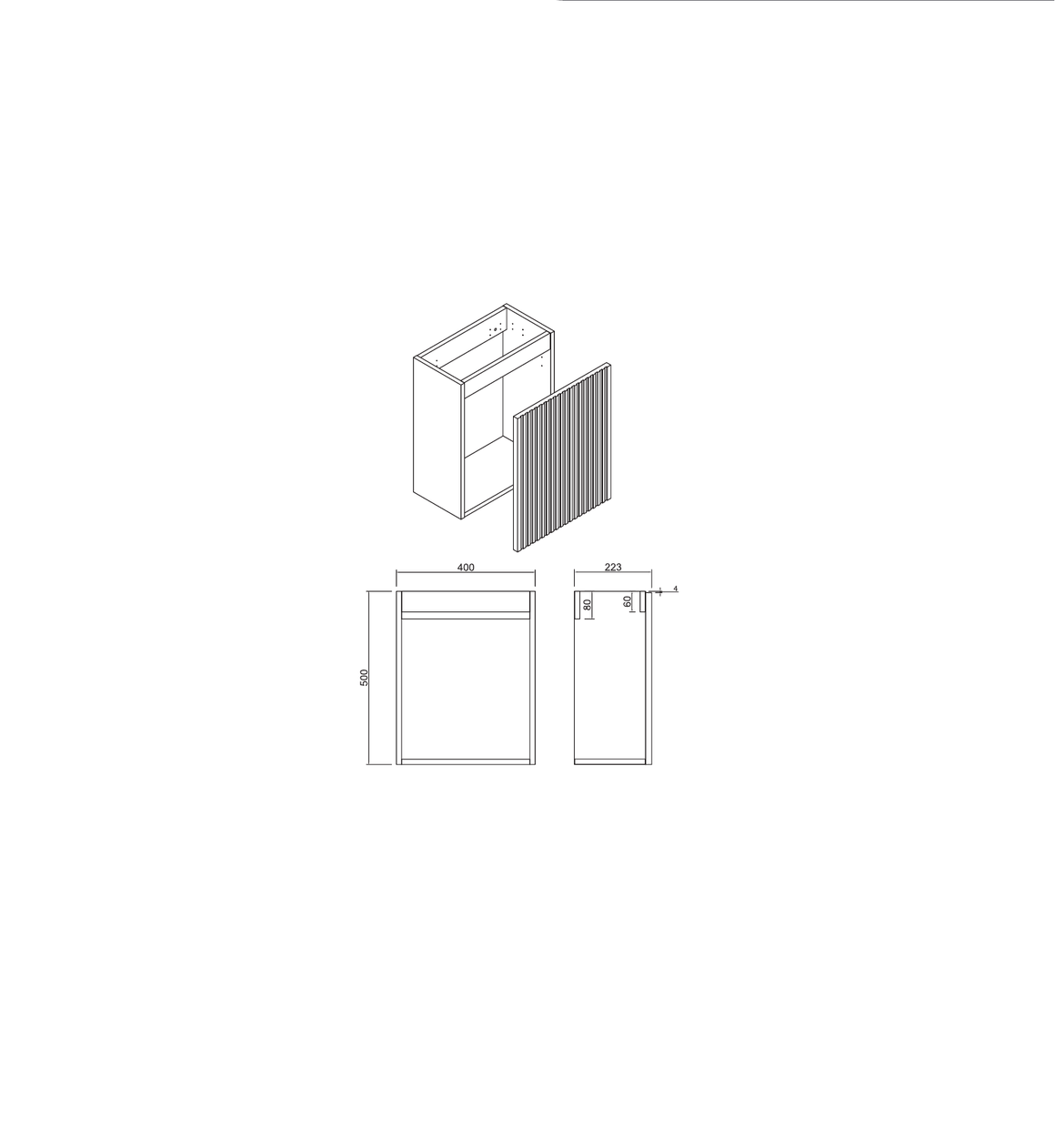 Aloni Mikaro MK-40LSFR licht eiken - technische tekening