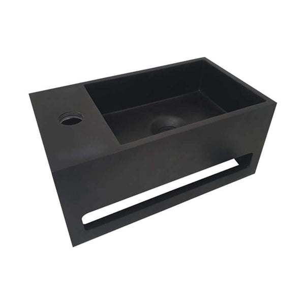 Fontaine noire mate avec porte-serviettes Wiesbaden 35,6X20,3X15,9 Cm (Orifice de robinet à gauche)
