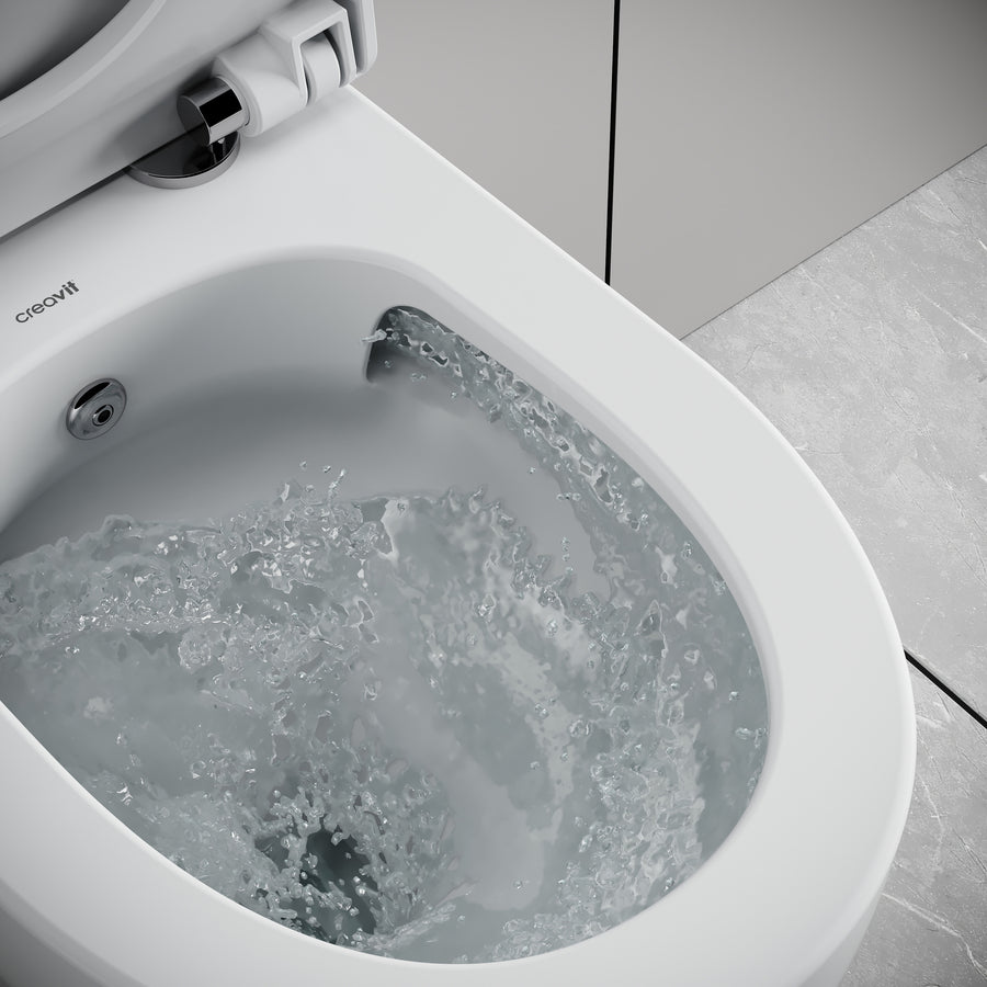CREAVIT Ness Hangtoilet met Bidet - Tornado Flush - Randloos - zonder Zitting - Glanzend Wit