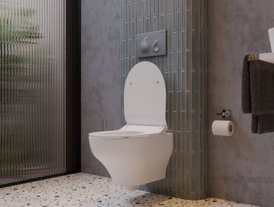 CREAVIT Ness Hangtoilet met Bidet - Tornado Flush - Randloos - zonder Zitting - Glanzend Wit