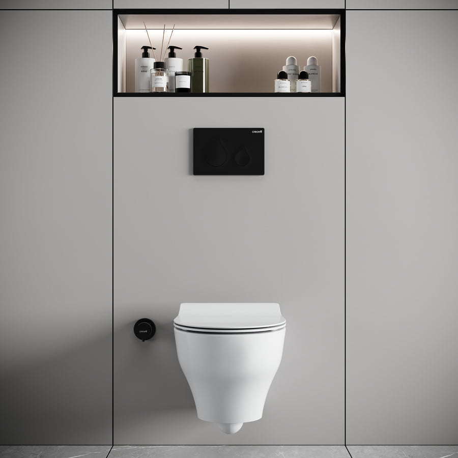 CREAVIT Ness Hangtoilet - Tornado Flush - Randloos - zonder Zitting - Glanzend Wit