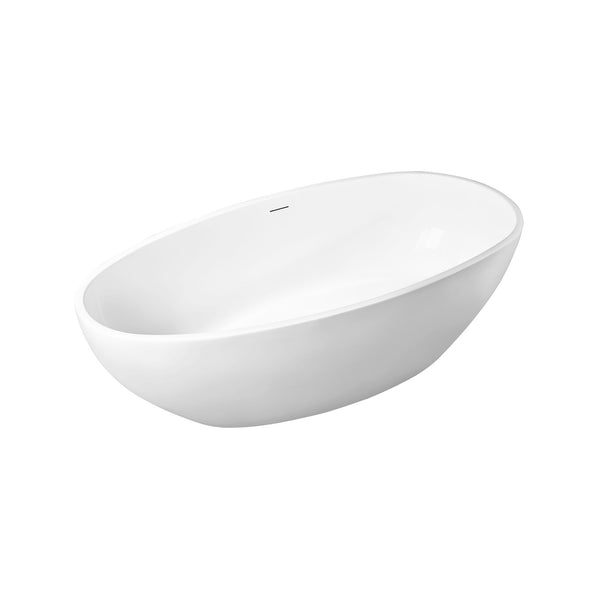 Baignoire autoportante Ellips 180 x 90 x 60 cm acrylique brillant blanc avec bonde brillant blanc