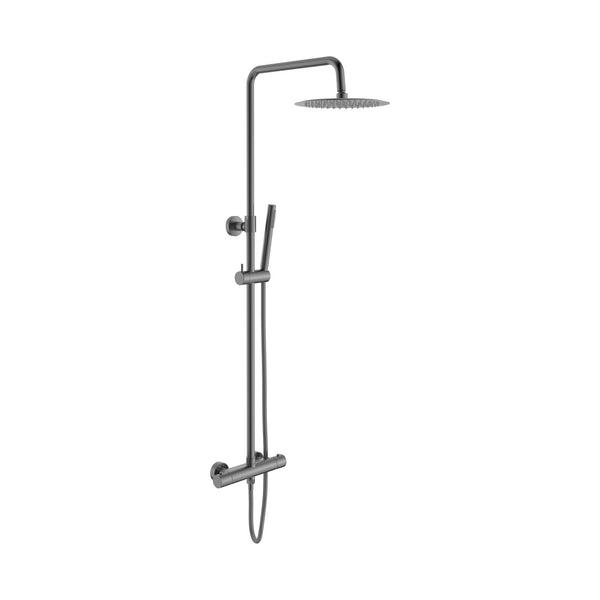 Aloni Optima Rondo regendoucheset - thermostatisch - Opbouw - Belgaqua - Gunmetal (PVD)