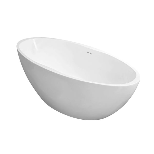 Oval freistehende Badewanne Wiesbaden Acryl 170X78 cm in matt weiß