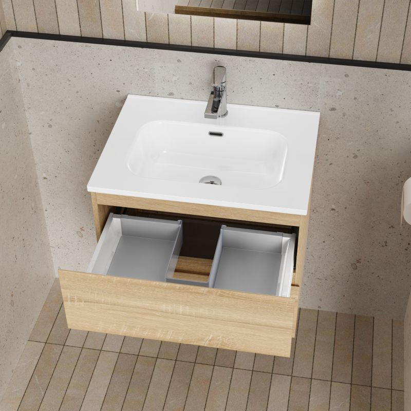 ALONI LIVA BADKAMERMEUBELSET COMPLEET - MET ONDERKAST - MET WASTAFEL - MET LED SPIEGEL - 60CM - EIK - detailafbeelding