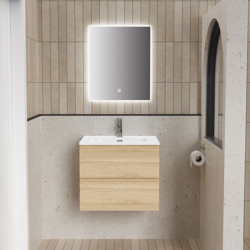 ALONI LIVA BADKAMERMEUBELSET COMPLEET - MET ONDERKAST - MET WASTAFEL - MET LED SPIEGEL - 60CM - EIK - detailafbeelding