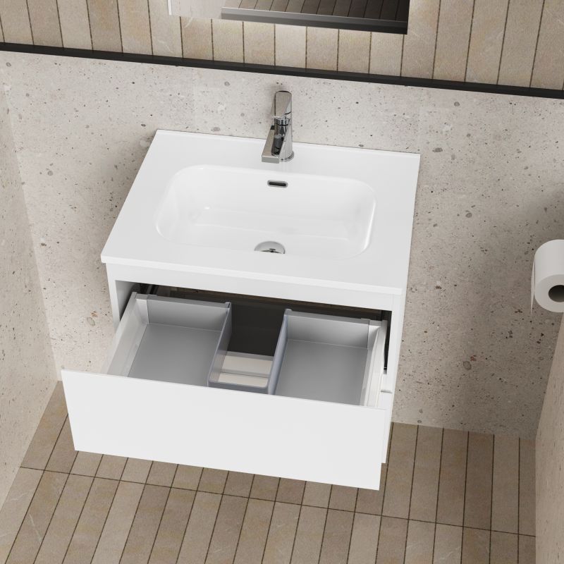ALONI LIVA BADKAMERMEUBELSET COMPLEET - MET ONDERKAST - MET WASTAFEL - MET LED SPIEGEL - 60CM - GLANZEND WIT - detailafbeelding