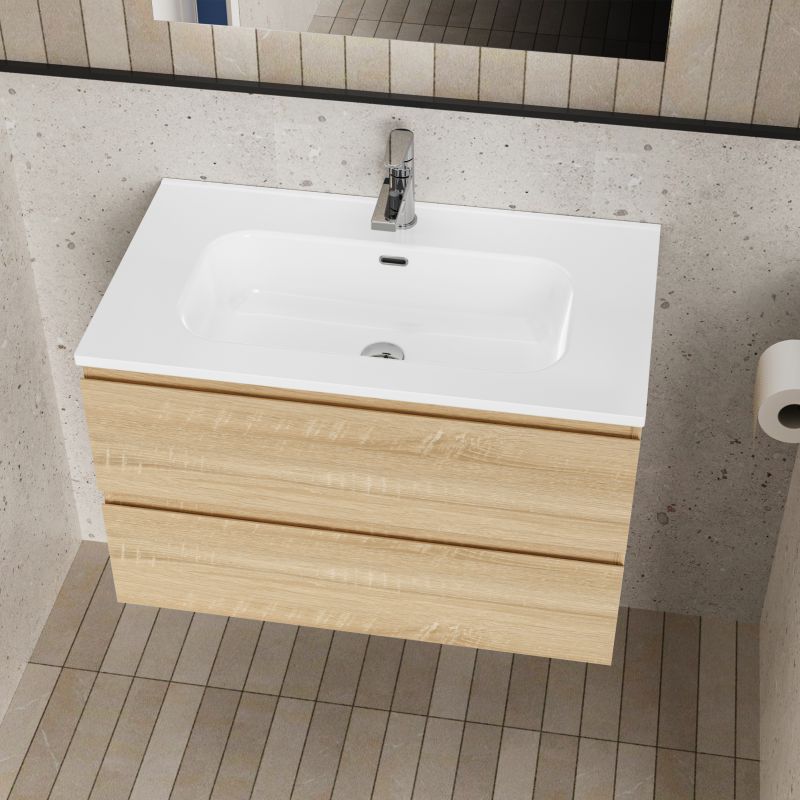 ALONI LIVA BADKAMERMEUBELSET COMPLEET - MET ONDERKAST - MET WASTAFEL - MET LED SPIEGEL - 80CM - EIK - detailafbeelding