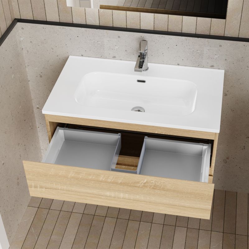 ALONI LIVA BADKAMERMEUBELSET COMPLEET - MET ONDERKAST - MET WASTAFEL - MET LED SPIEGEL - 80CM - EIK - detailafbeelding