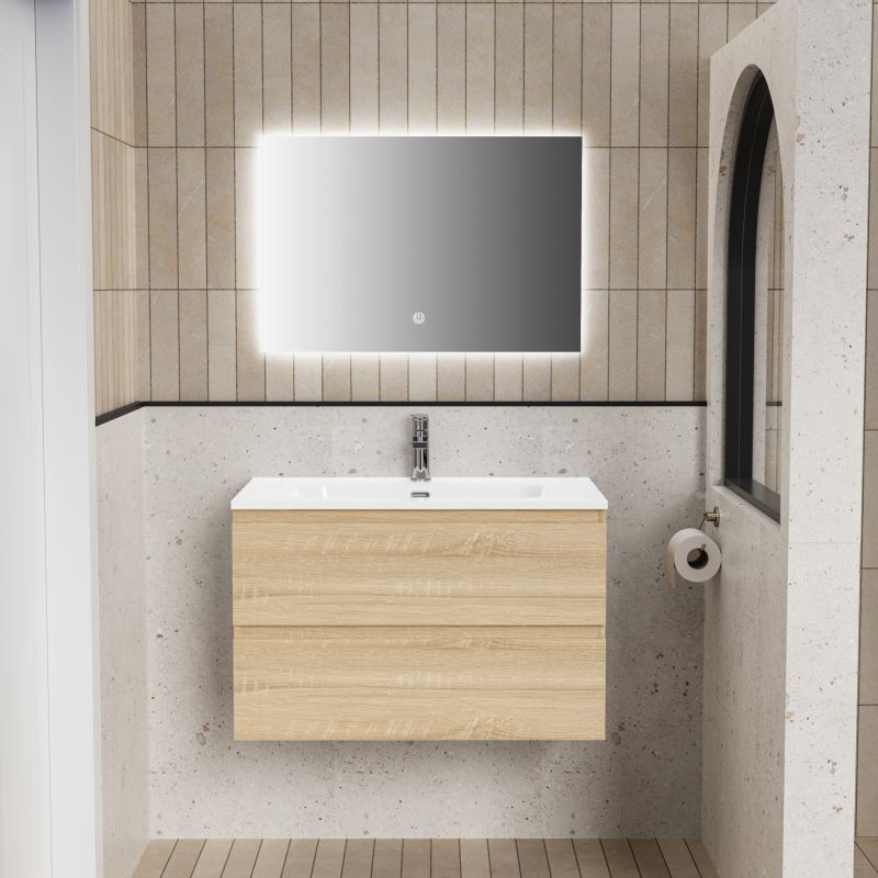 ALONI LIVA BADKAMERMEUBELSET COMPLEET - MET ONDERKAST - MET WASTAFEL - MET LED SPIEGEL - 80CM - EIK - detailafbeelding