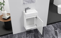 ALONI ZYRO TOILETMEUBELSET - COMPLEET - ONDERKAST MET 1 DEUR - GREEPLOOS - SOFT CLOSE - OMKEERBAAR - SPIEGEL - FONTEIN - 40,5X22,5 CM - GLANZEND WIT