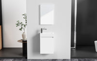 ALONI ZYRO TOILETMEUBELSET - COMPLEET - ONDERKAST MET 1 DEUR - GREEPLOOS - SOFT CLOSE - OMKEERBAAR - SPIEGEL - FONTEIN - 40,5X22,5 CM - GLANZEND WIT