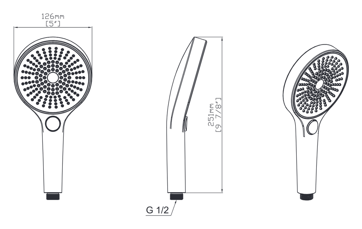 Aloni Uniforma handdouche technische tekening
