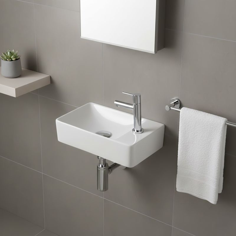ALONI ESSI FONTEINSET COMPLEET - MET FONTEIN RECHTS, KRAAN, AFVOERPLUG EN SIFON - GLANZEND WIT - CHROOM - detailafbeelding