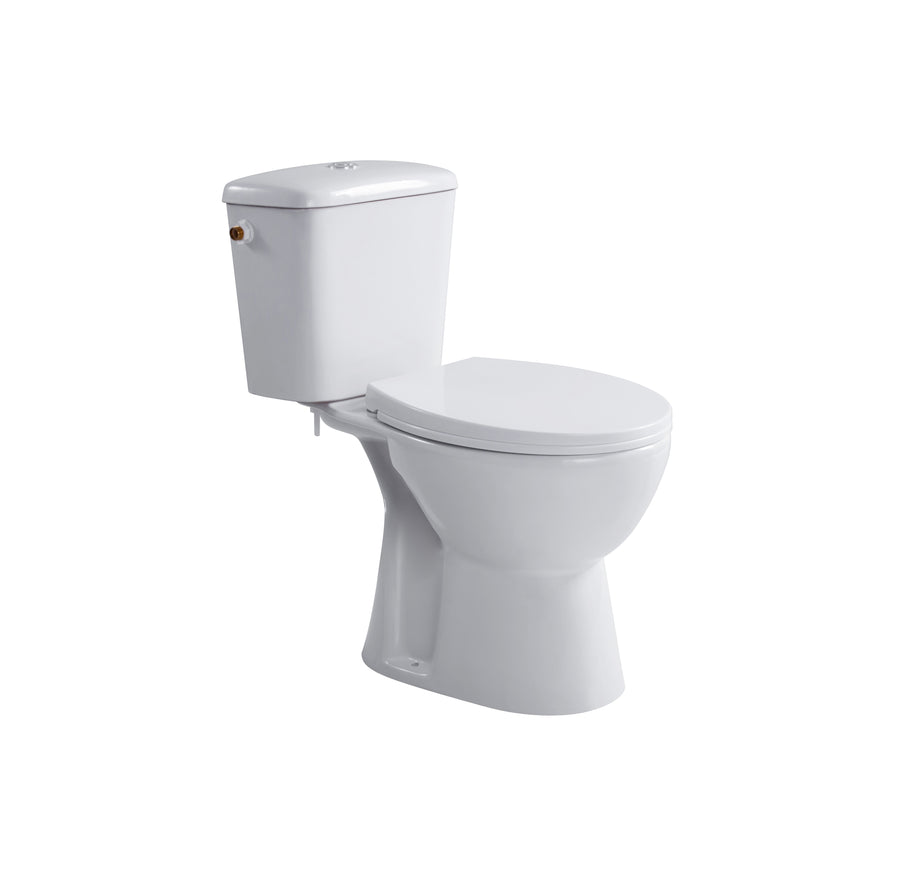 ALONI Pro Duoblok - staand Toilet - Randloos - S-trap - Vloeruitlaat - met Reservoir - met Spoelmechanisme - Dubbele Spoelfunctie 4/6L - met Zitting - softclose - quick release - 39X73X67 Cm - Wit