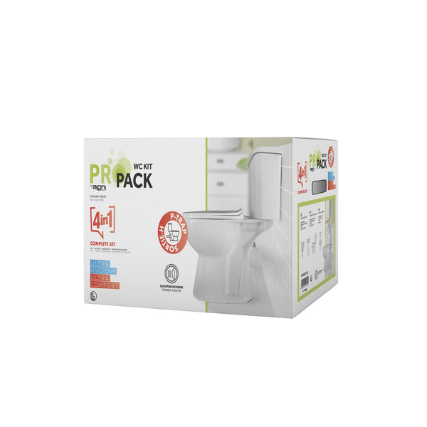 Aloni Pro Duoblok Staand Toilet – P-trap – Softclose – Glanzend Wit