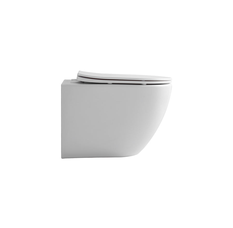 ALONI Pro Hangtoilet - Tornado Flush - Randloos - met Zitting - Duroplast - Soft Close - quick release - Compact 49 Cm - 36X32X49 Cm - Mat Wit