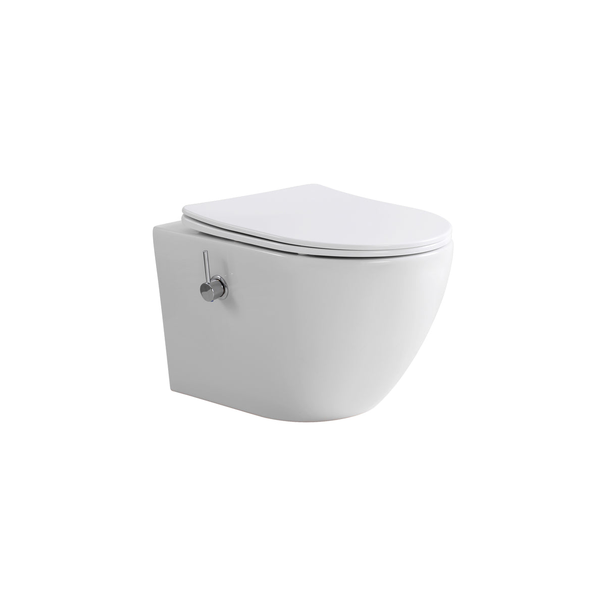 ALONI PRO HANGTOILET MET BIDET - TORNADO FLUSH - RANDLOOS - MET BIDETKRAAN KOUD EN WARM WATER - MET ZITTING - 52,5CM - GLANZEND WIT