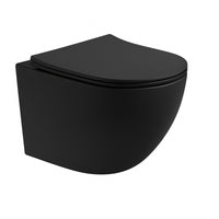 ALONI PRO HANGTOILET - TORNADO FLUSH - RANDLOOS - MET ZITTING - DUROPLAST - SOFT CLOSE - QUICK RELEASE - COMPACT 49 CM - 36X32X49 CM - MAT ZWART