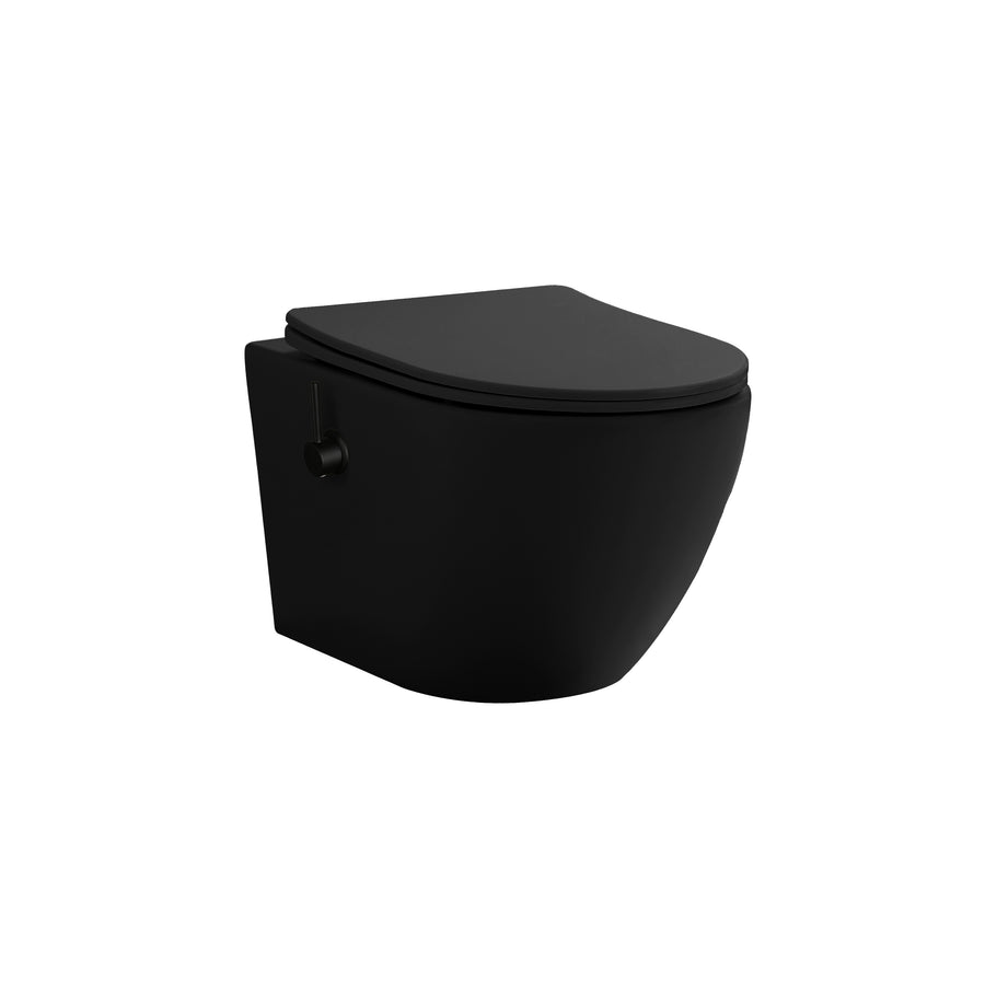 ALONI PRO HANGTOILET MET BIDET - TORNADO FLUSH - RANDLOOS - MET BIDETKRAAN KOUD EN WARM WATER - MET ZITTING - 52,5CM