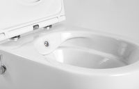 ALONI PRO HANGTOILET MET BIDET - RANDLOOS - MET BIDETKRAAN KOUD EN WARM WATER - MET ZITTING - 52,5CM - GLANZEND WIT