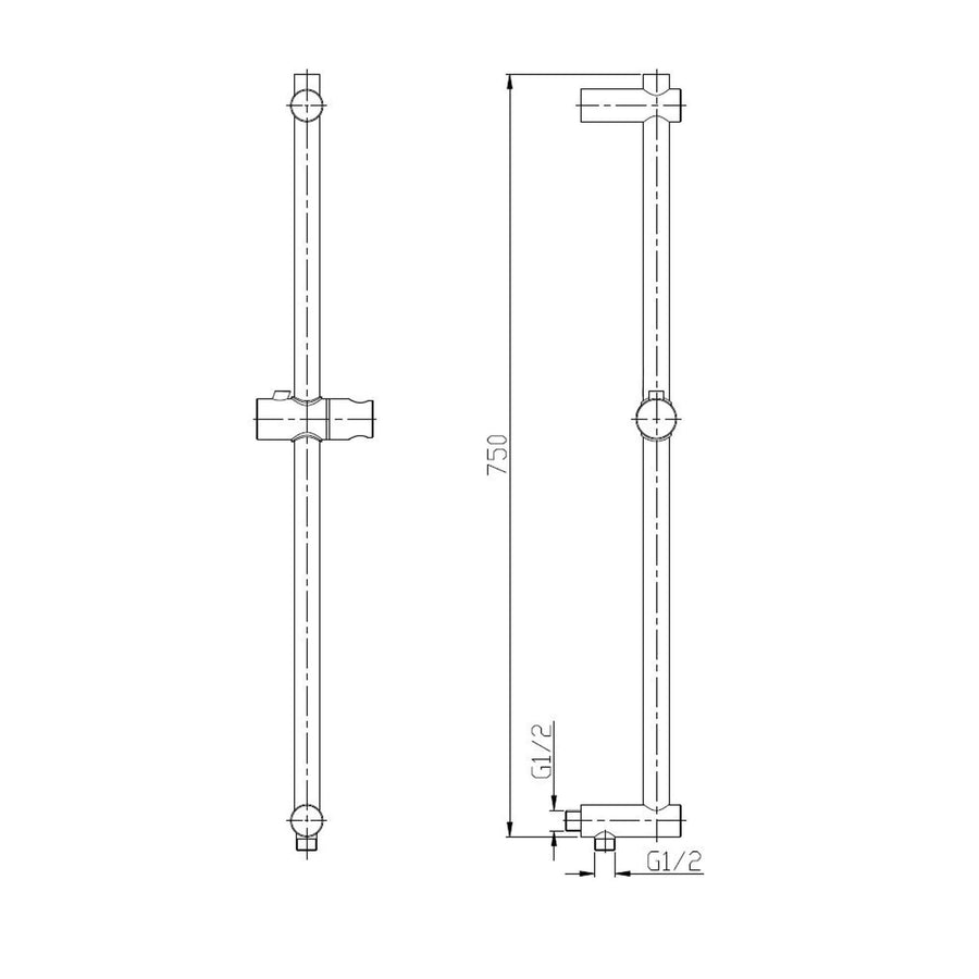 RVS Look Schuifbalk met Waterafvoer Wiesbaden 75 cm